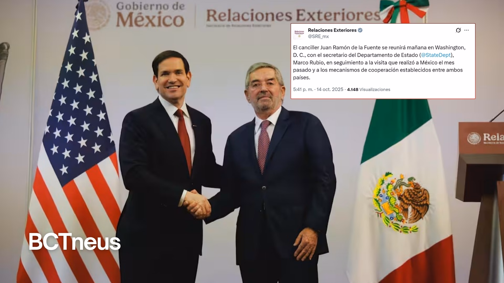Articulo - Juan Ramón de la Fuente se reunirá con Marco Rubio en Washington