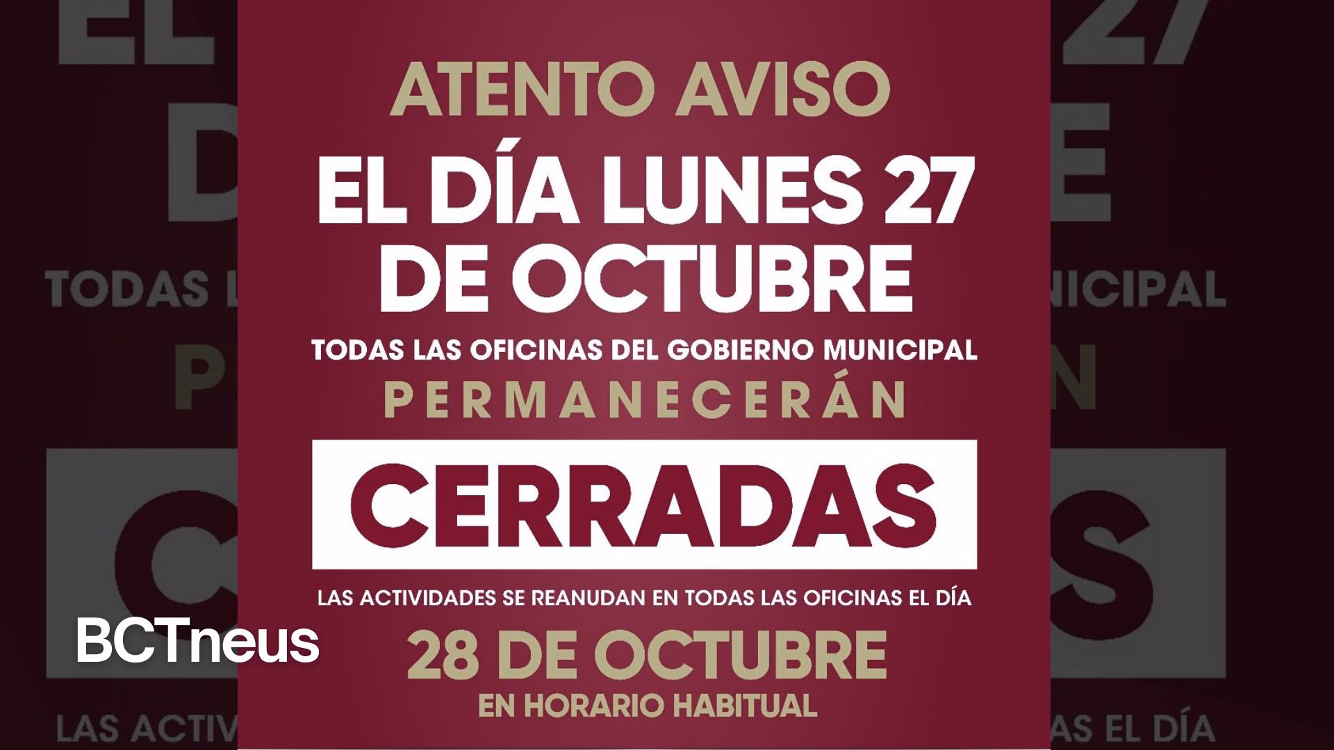 Articulo - Anuncian día inhábil en el Ayuntamiento de Tijuana este 27 de octubre