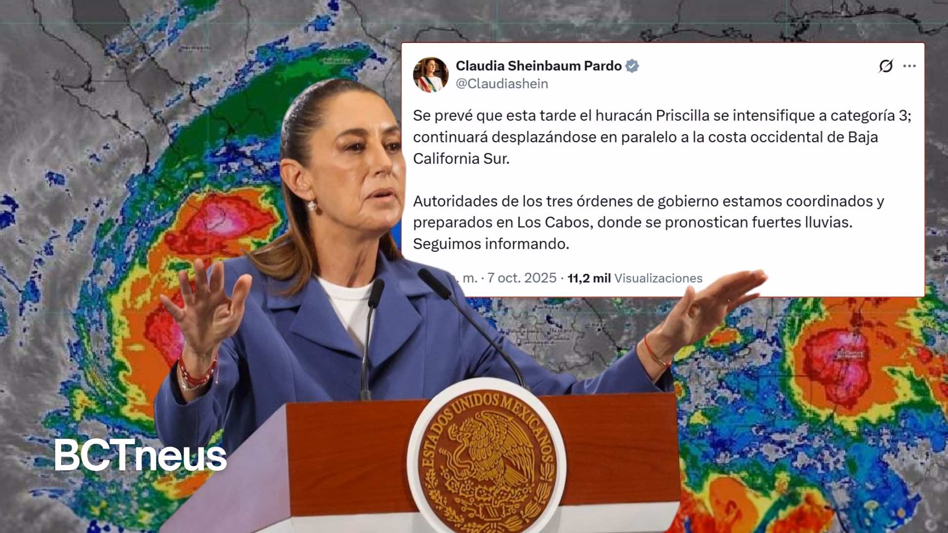 Articulo - Sheinbaum informa que Priscilla se intensificará a Categoría 3
