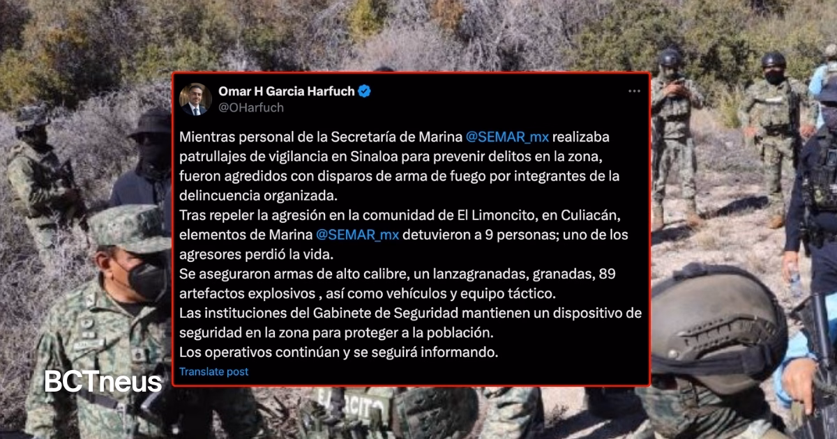 Articulo - Marina detiene a nueve tras agresión armada en Culiacán; aseguran lanzagranadas y 89 explosivos