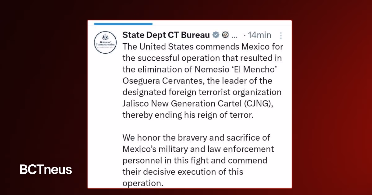 Articulo - Estados Unidos reconoce a México por operativo contra líder del CJNG