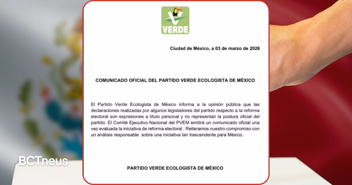 Articulo - PVEM aclara que postura sobre Reforma Electoral será definida solamente por su dirigencia nacional