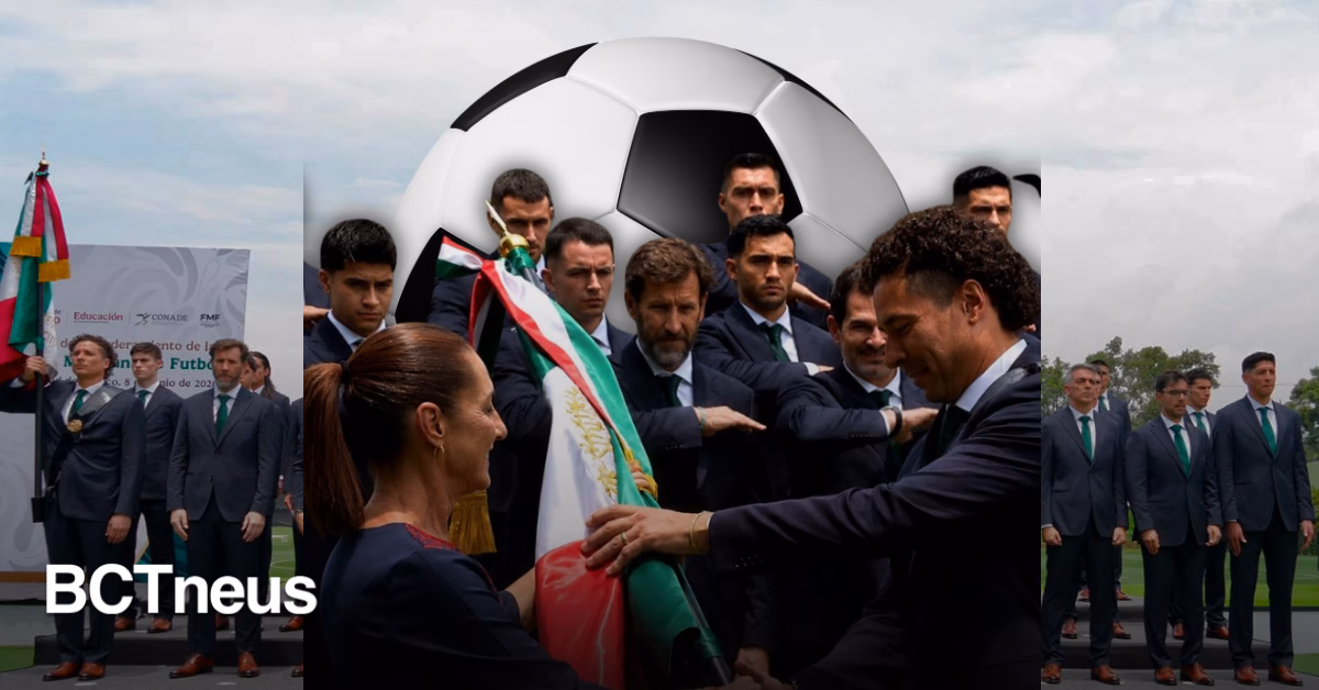 Articulo - Selección Mexicana recibe el lábaro patrio de manos de Claudia Sheinbaum