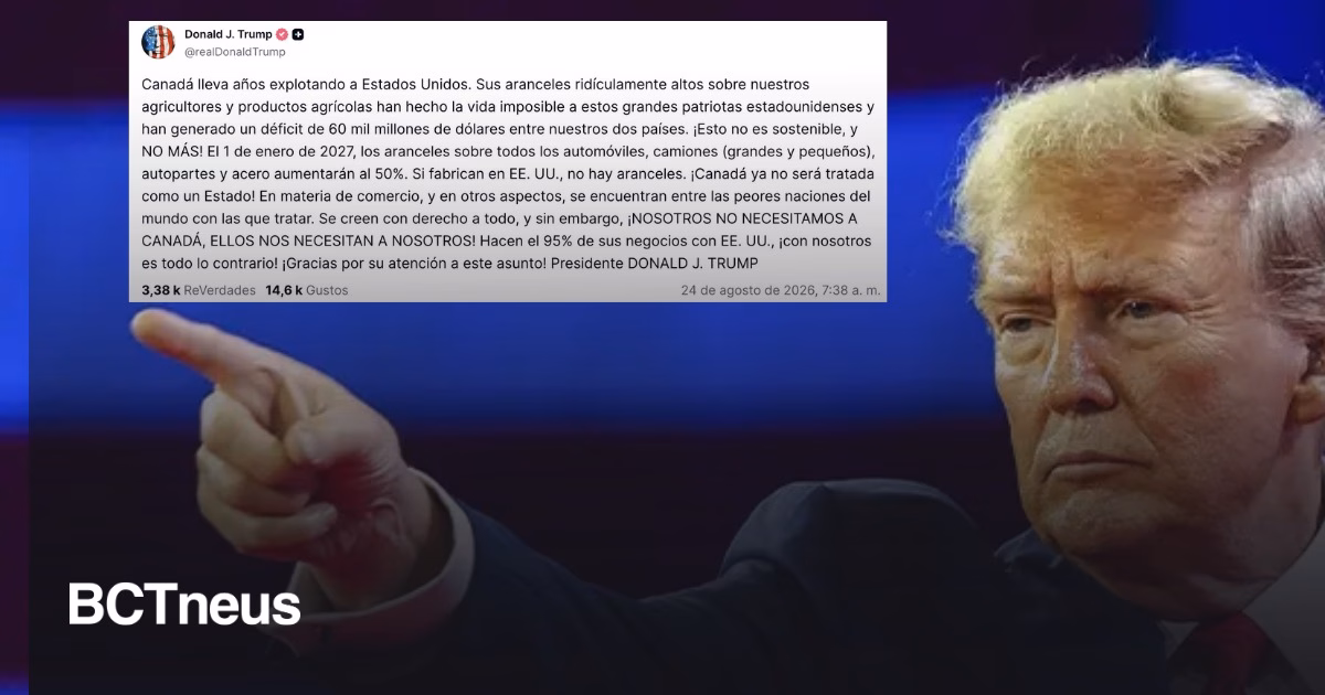 Articulo - Trump anuncia aranceles para Canada del 50 % al acero y autos canadienses para 2027