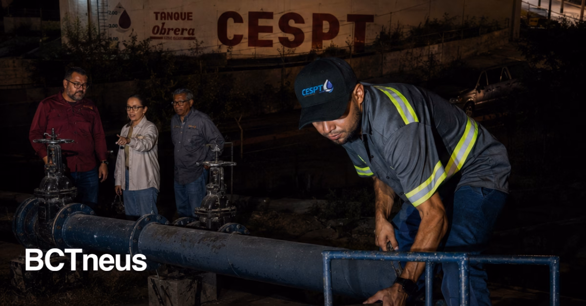 Articulo - De noche también se trabaja: CESPT refuerza obra en el Tanque Obrera III